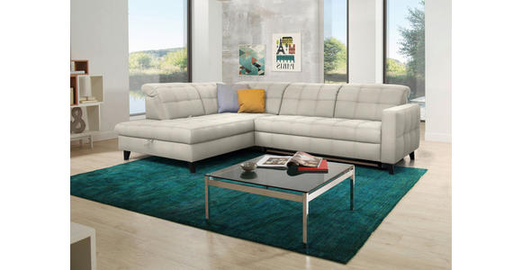 ECKSOFA in Webstoff Ecru 216/297 cm - Ecru/Schwarz, Design, Holz/Textil (216/297cm) - Xora
