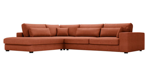 ECKSOFA in Cord Terracotta  - Terracotta/Schwarz, KONVENTIONELL, Kunststoff/Textil (250/314cm) - Carryhome