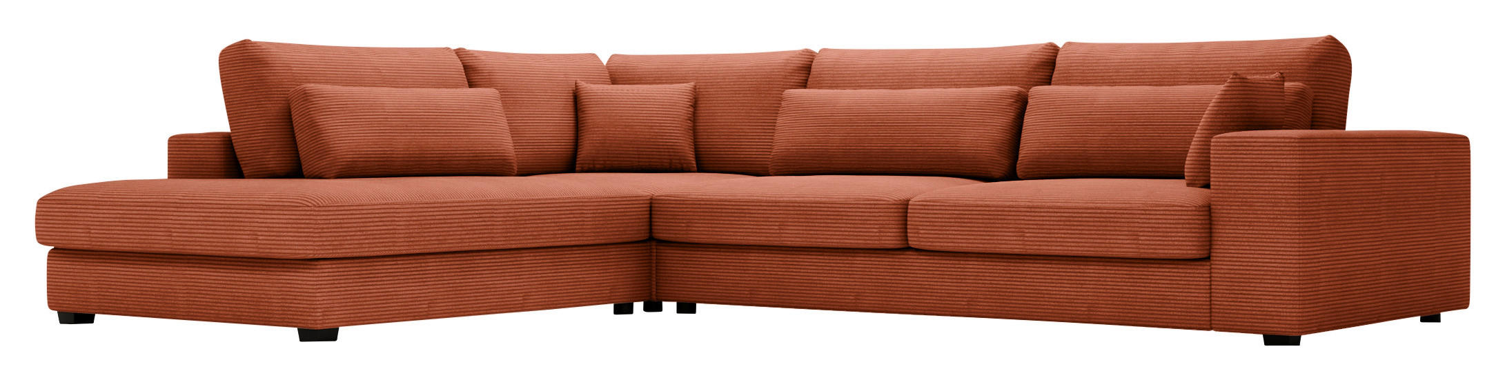 ECKSOFA in Cord Terracotta  - Terracotta/Schwarz, Konventionell, Kunststoff/Textil (250/314cm) - Carryhome