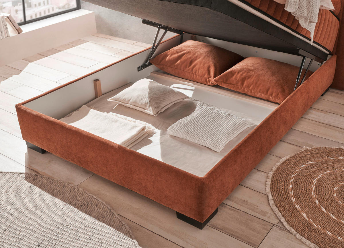 BOXBETT 140/200 cm  in Cognac  - Cognac/Schwarz, Modern, Holzwerkstoff/Kunststoff (140/200cm) - MID.YOU