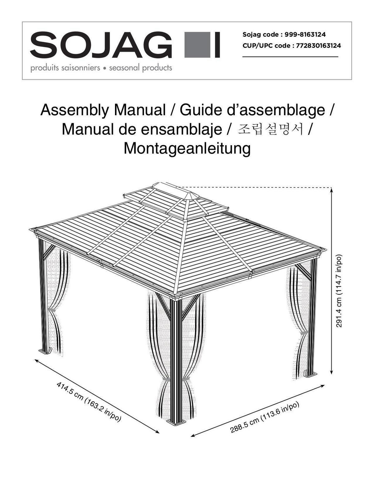 PAVILLON 425/292/299 cm Aluminium  - Anthrazit, Basics, Metall (425/292/299cm) - Ambia Garden