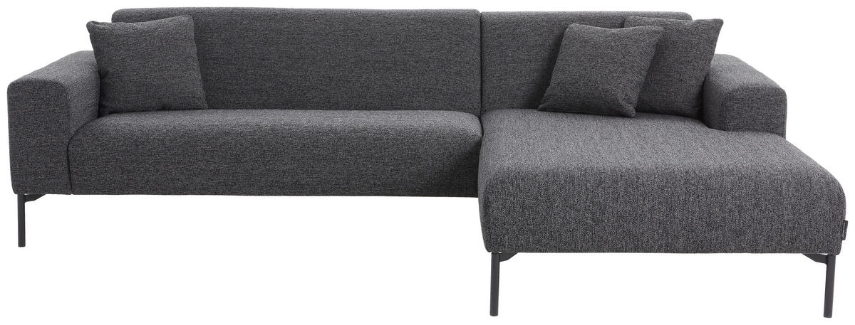 ECKSOFA in Flachgewebe Anthrazit  - Anthrazit/Schwarz, Design, Textil/Metall (264/168cm) - Johann Jakob