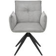 ARMLEHNSTUHL  Stoffauswahl, Sitzfläche 360° drehbar, automatische Rückholfunktion Cord  - Schwarz/Grau, Design, Textil/Metall (63,5/85/63,5cm) - Novel