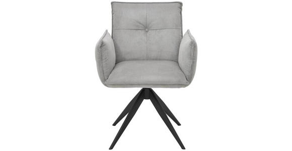 ARMLEHNSTUHL  Stoffauswahl, Sitzfläche 360° drehbar, automatische Rückholfunktion Cord  - Schwarz/Grau, Design, Textil/Metall (63,5/85/63,5cm) - Novel