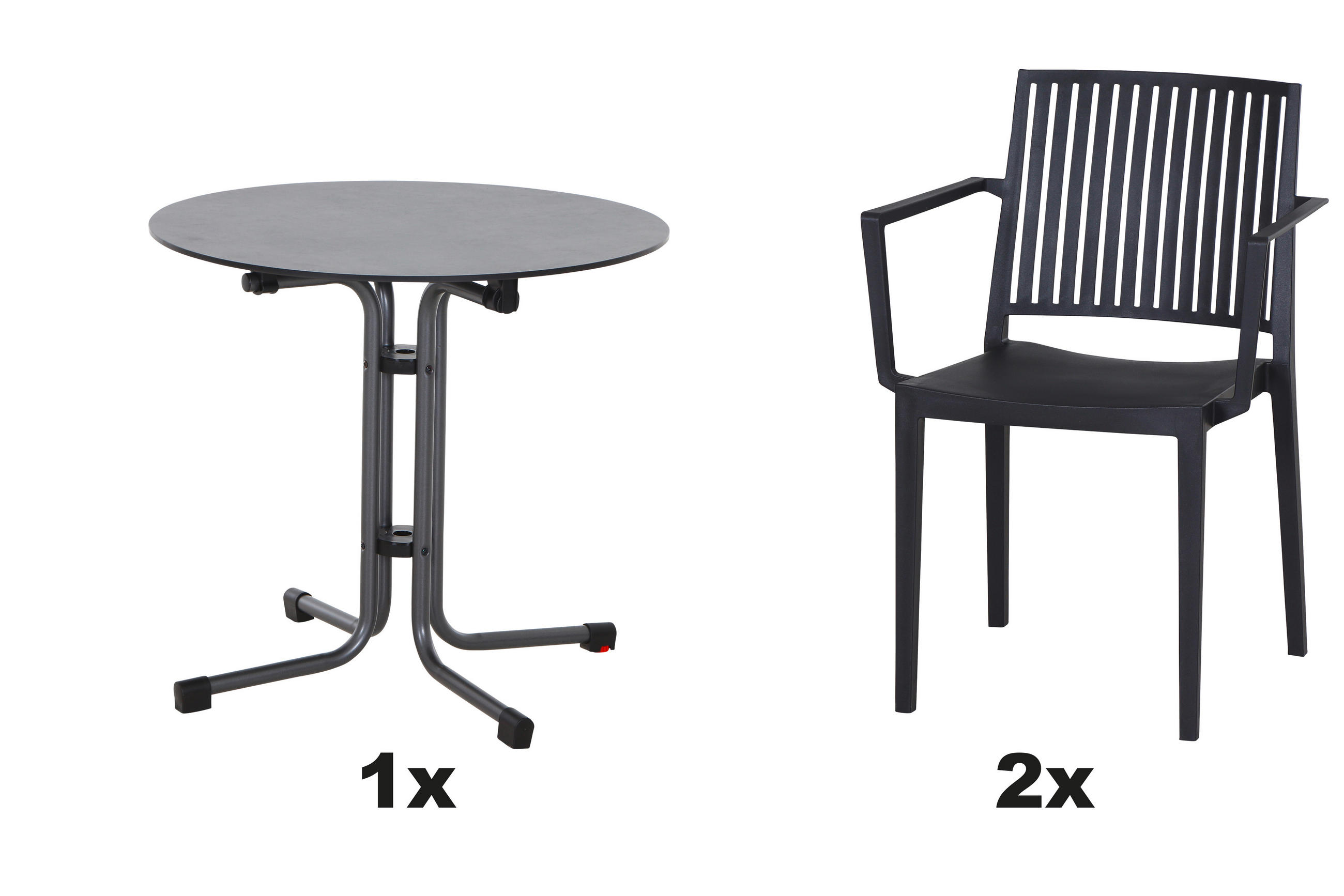 GARTENGARNITUR 3-teilig Stahl  - Anthrazit, Basics, Kunststoff/Metall (80/80/80cm) - Siena Garden
