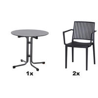 GARTENGARNITUR 3-teilig Stahl  - Anthrazit, Basics, Kunststoff/Metall (80/80/80cm) - Siena Garden