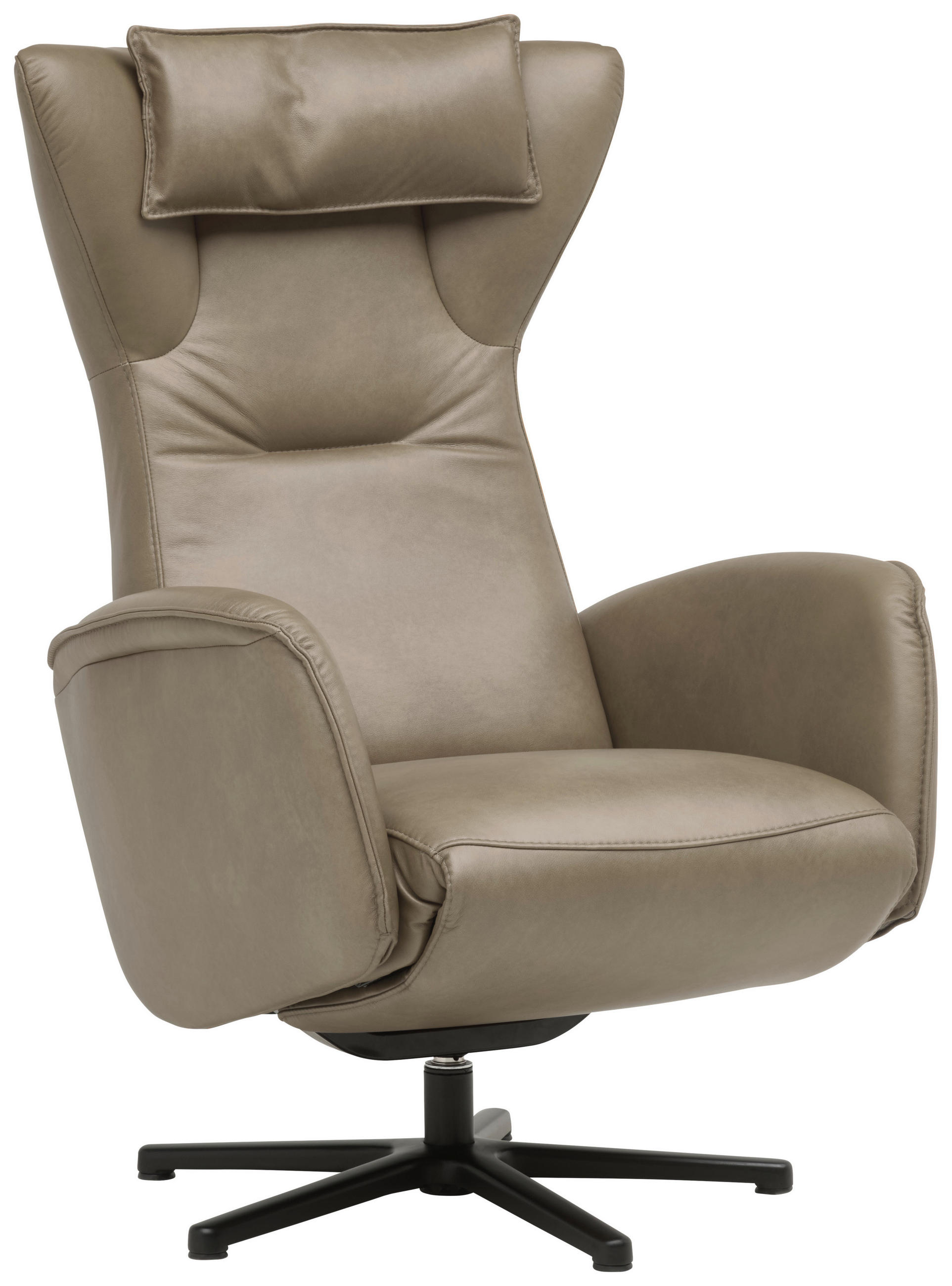 RELAXSESSEL 75/106/86 cm  in Leder Schlammfarben  - Schlammfarben/Schwarz, Design, Leder/Metall (75/106/86cm) - Valdera