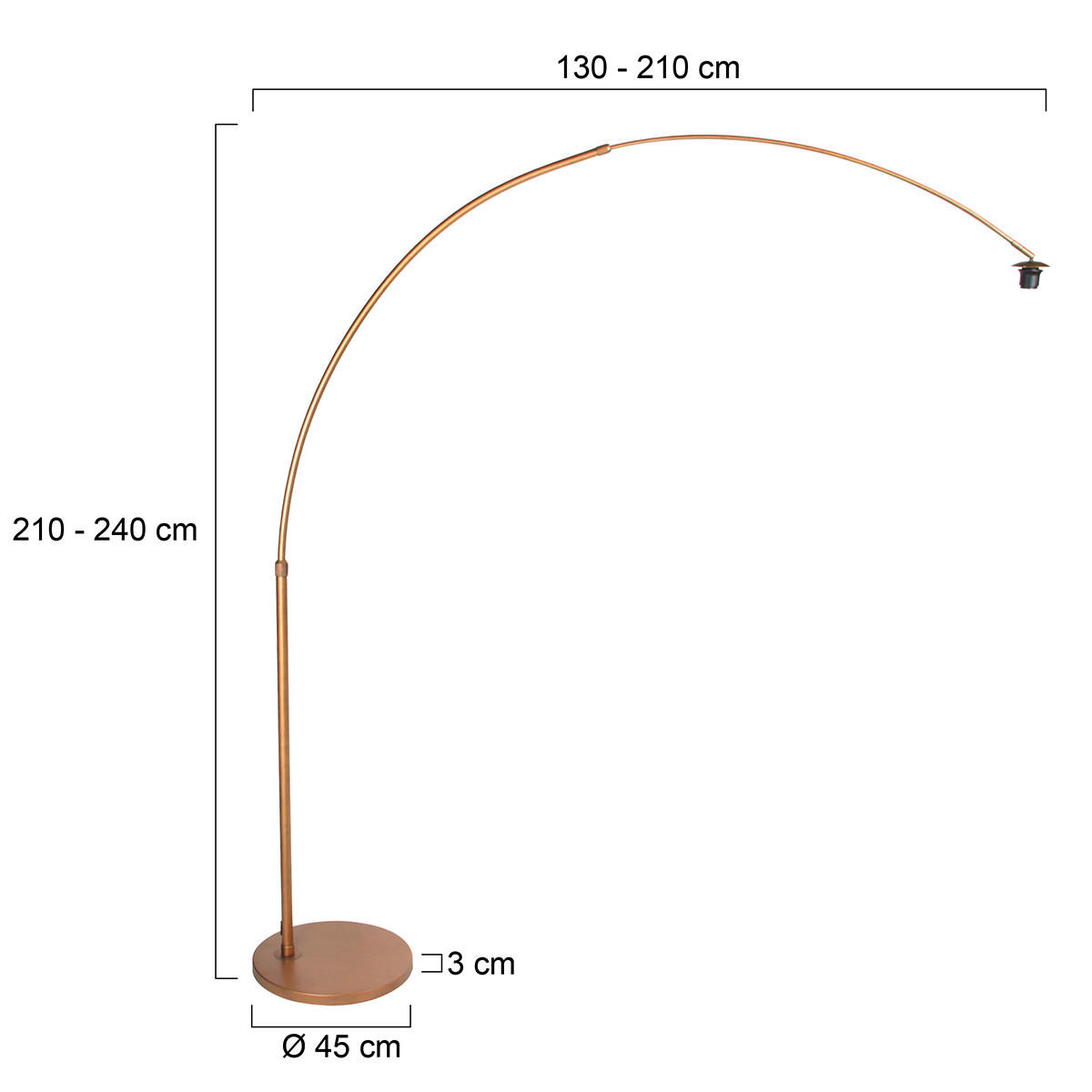 BOGENLEUCHTE Sparkled Light 45/240/210 cm   - Bronzefarben, Design, Metall (45/240/210cm)