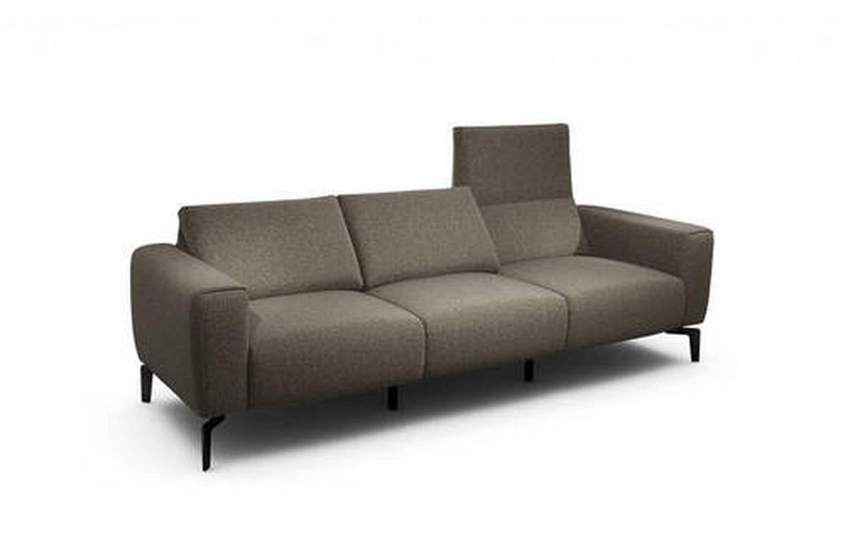 3-SITZER-SOFA Chenille Braun  - Schwarz/Braun, Design, Textil/Metall (250/86/86-94cm) - SENSOO