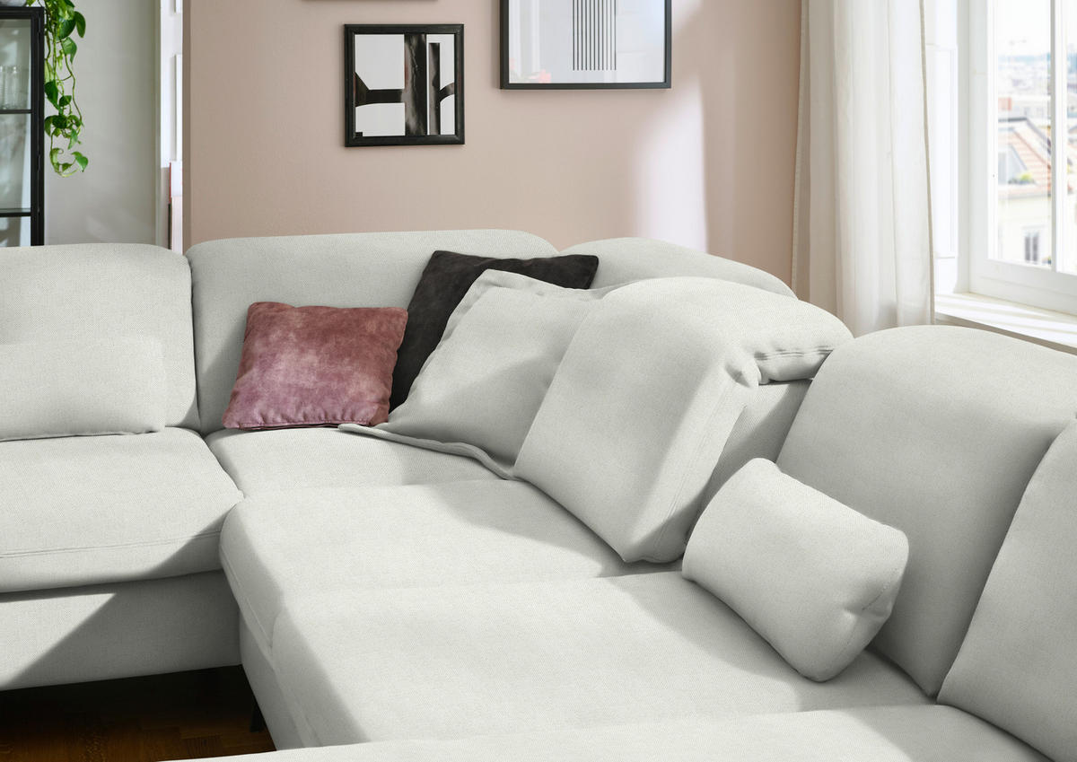 WOHNLANDSCHAFT Chenille Naturfarben  - Schwarz/Naturfarben, Design, Textil/Metall (255/364/198cm) - Beldomo Style