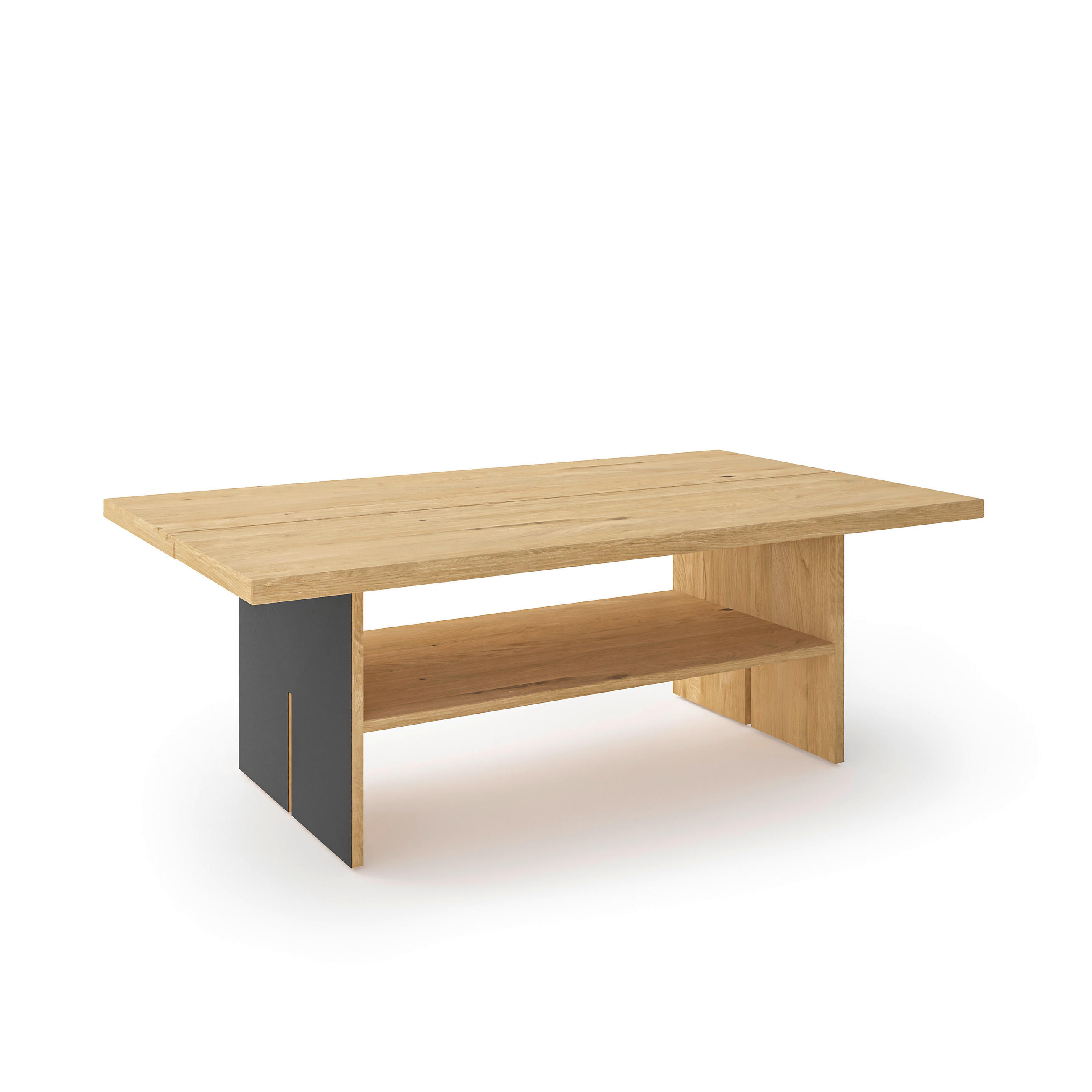 COUCHTISCH Wildeiche massiv 120/70/42 cm rechteckig Anthrazit, Wildeiche  - Wildeiche/Anthrazit, Natur, Holz/Holzwerkstoff (120/70/42cm) - Dieter Knoll
