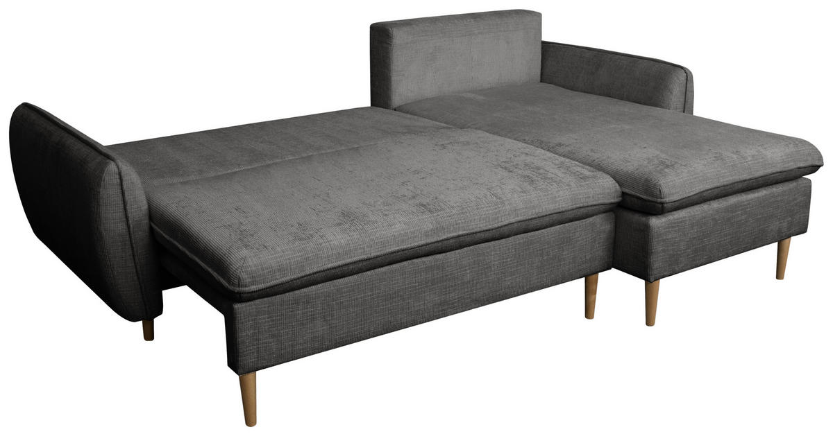 ECKSOFA Graubraun Chenille  - Graubraun/Buchefarben, KONVENTIONELL, Holz/Textil (244/163cm) - Carryhome