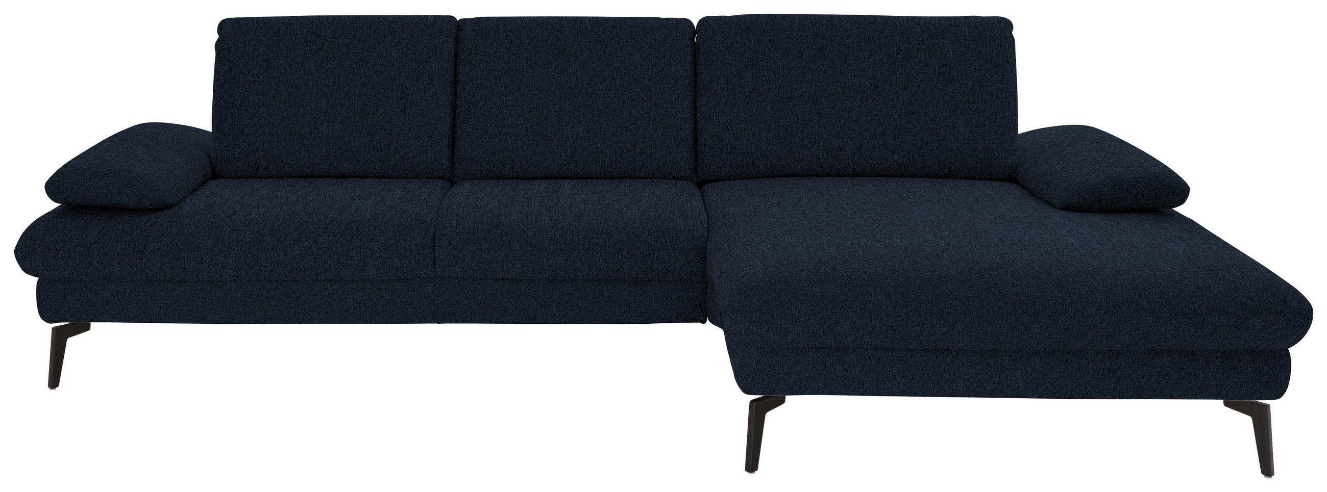 ECKSOFA in Chenille, Mikrofaser Dunkelblau  - Schwarz/Dunkelblau, Design, Textil/Metall (299/157cm) - Dieter Knoll