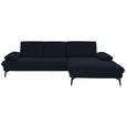 ECKSOFA in Chenille, Mikrofaser Dunkelblau  - Schwarz/Dunkelblau, Design, Textil/Metall (299/157cm) - Dieter Knoll