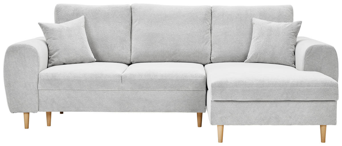 ECKSOFA in Webstoff Creme  - Creme/Naturfarben, Konventionell, Holz/Textil (250/145cm) - MID.YOU