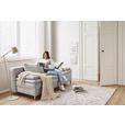 BOXSPRINGSOFA in Flachgewebe Hellgrau  - Chromfarben/Hellgrau, Design, Textil/Metall (200/93/107cm) - Novel