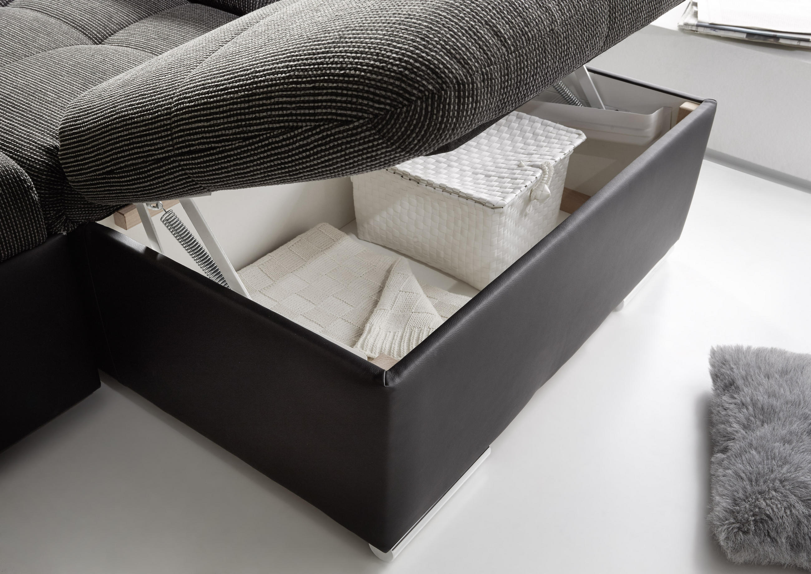 SEDACÍ SOUPRAVA, textil, šedá, černá - šedá/černá, Design, textil/plast (218/324/170cm) - MID.YOU