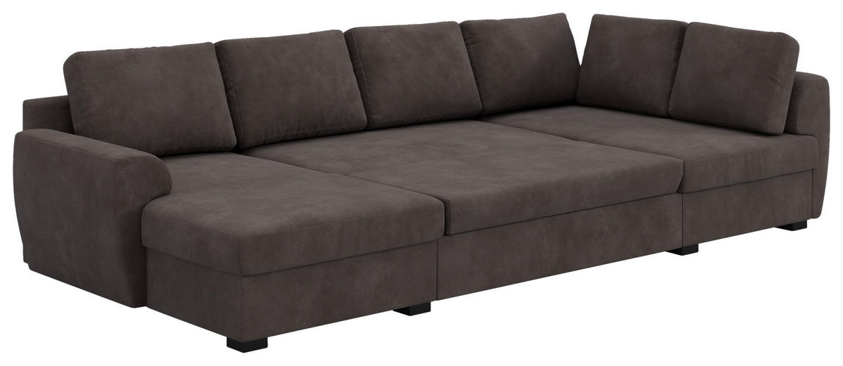 SJEDEĆA GARNITURA tekstil  smeđa   - smeđa/crna, Trend, tekstil/plastika (154/327/86cm) - MID.YOU
