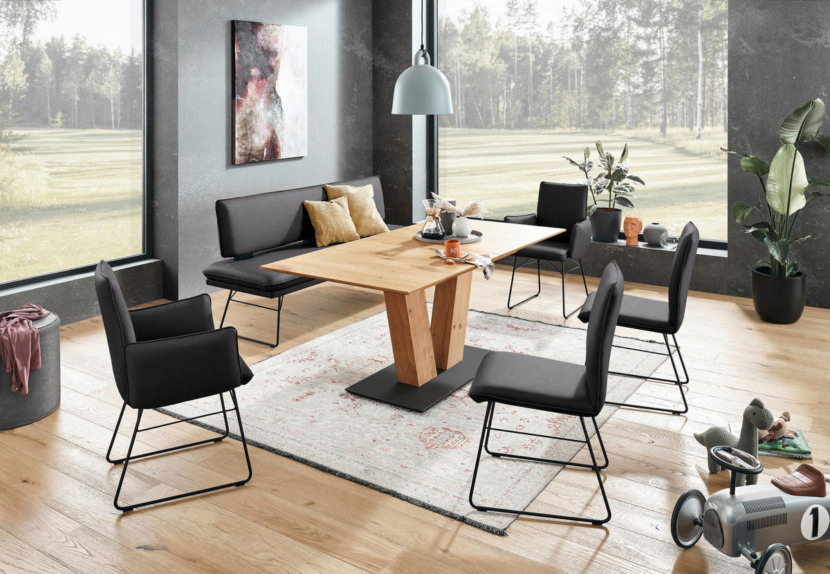 SITZBANK in Metall, Textil Schwarz  - Schwarz, Design, Textil/Metall (195/91/65cm) - Dieter Knoll