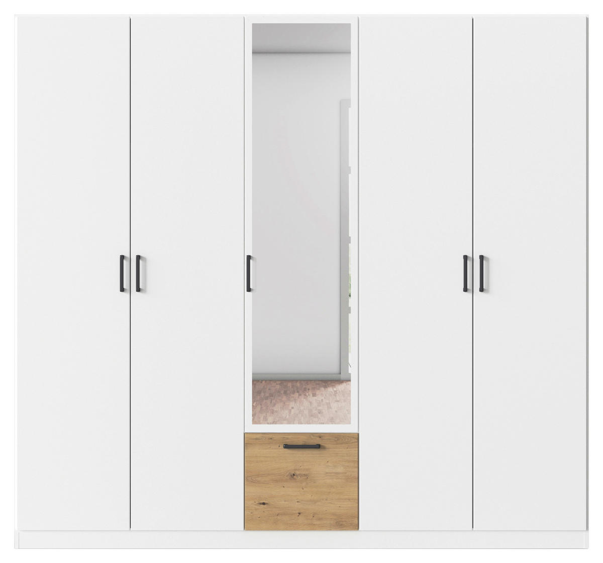 KLEIDERSCHRANK in Weiss, Eiche Artisan  - Weiss/Eiche Artisan, Basics, Holzwerkstoff/Metall (226/210/54cm) - Boxxx