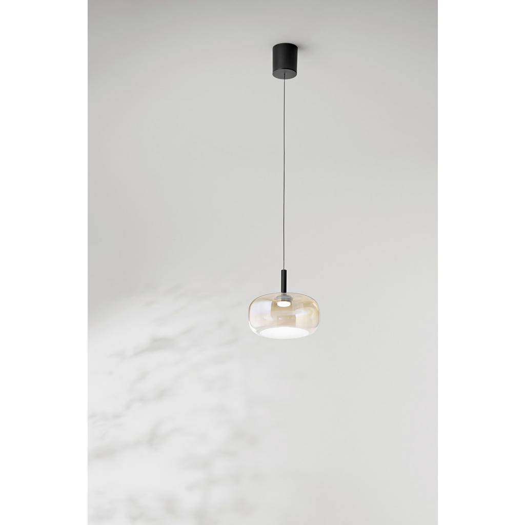Thumbnail - Fabas Luce Led-Pendelleuchte Devero, Cognac, Metall, Glas, 200 cm, DIN EN ISO 9001, höhenverstellbar, 3 Helligkeitsstufe...