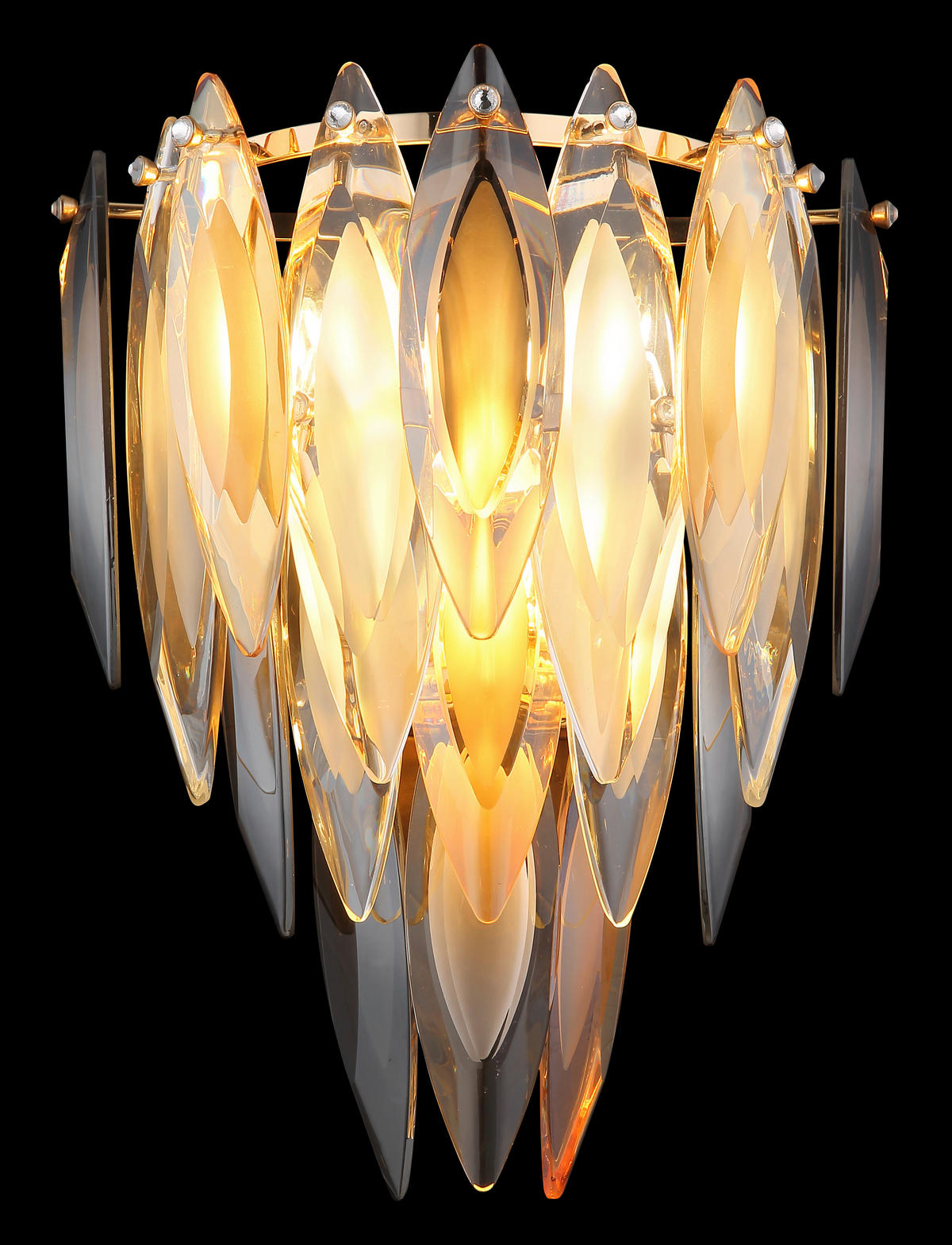 KRISTALL-WANDLEUCHTE 27/16/34 cm   - Klar/Champagner, KONVENTIONELL, Glas/Metall (27/16/34cm)