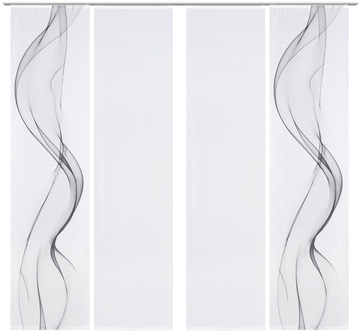 FLÄCHENVORHANG  4 Stück  halbtransparent   60/245 cm  - Weiß/Grau, Design, Textil (60/245cm) - Novel