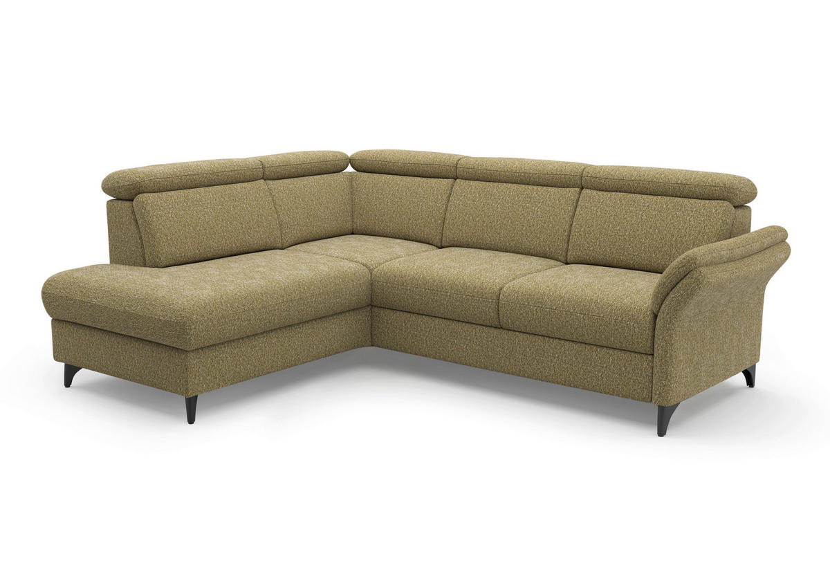 ECKSOFA Chenille Olivgrün  - Schwarz/Olivgrün, Konventionell, Textil/Metall (193/247cm) - Sit & More