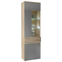 VITRINE in Eiche Artisan, Grau  - Schwarz/Eiche Artisan, Design, Glas/Holzwerkstoff (58/199,4/37cm) - MID.YOU