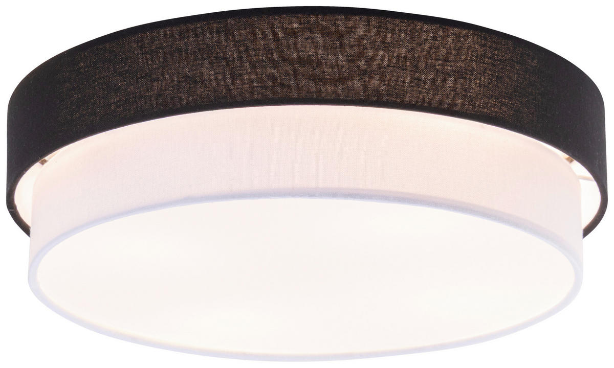 DECKENLEUCHTE  45/13 cm    - Schwarz/Weiß, MODERN, Kunststoff/Textil (45/13cm) - Novel