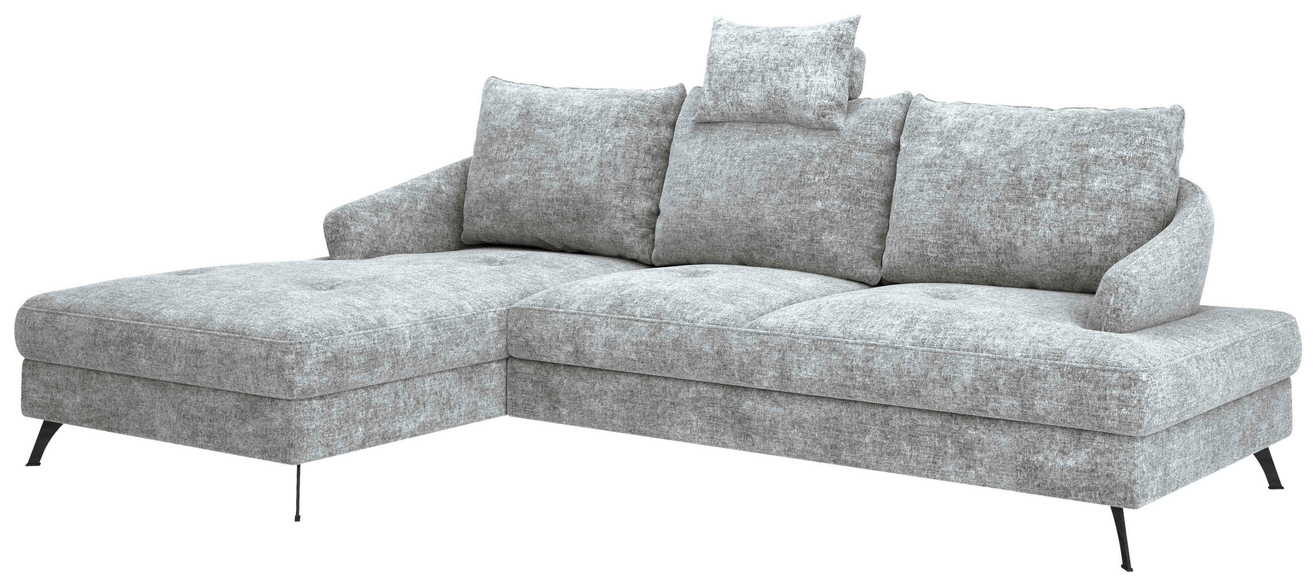 ECKSOFA in Webstoff Grau  - Schwarz/Grau, Konventionell, Textil/Metall (183/293cm) - Carryhome