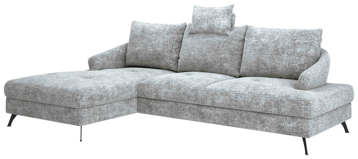 ECKSOFA in Webstoff Grau  - Schwarz/Grau, Konventionell, Textil/Metall (183/293cm) - Carryhome