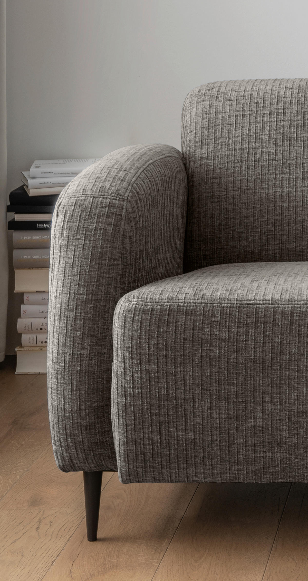 2-SITZER-SOFA Mikrofaser Graubraun  - Graubraun/Schwarz, MODERN, Textil/Metall (140/76/90cm) - Livetastic