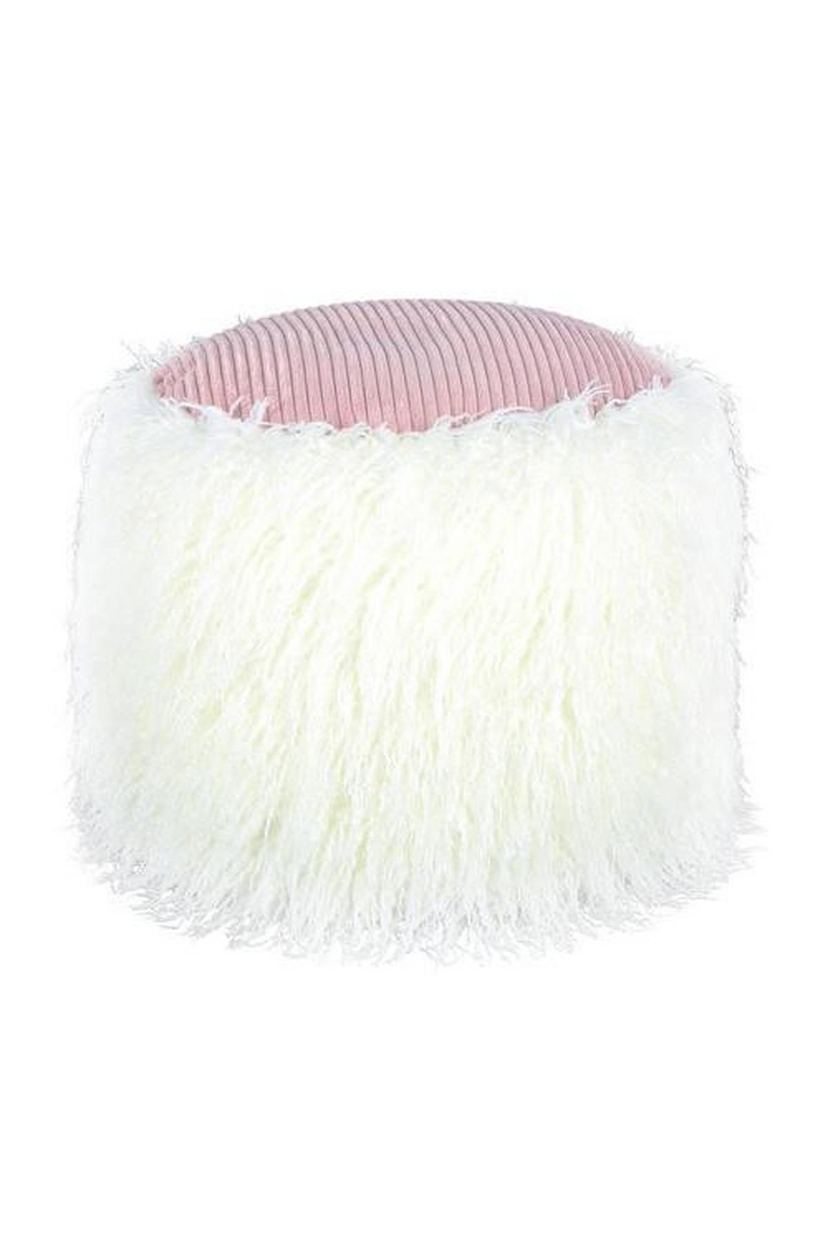 TABURETKA „PUFF“, 45/38/45 cm - biela/ružová, Basics, plast (45/38/45cm)
