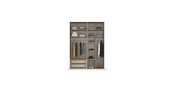SCHWEBETÜRENSCHRANK 2-türig Weiß - Beige/Hellgrau, Design, Glas/Holzwerkstoff (162/223/68cm) - Novel
