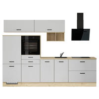 KÜCHENLEERBLOCK 300 cm   in Weiß  - Eichefarben/Schwarz, Design, Holzwerkstoff/Metall (300cm) - Impuls