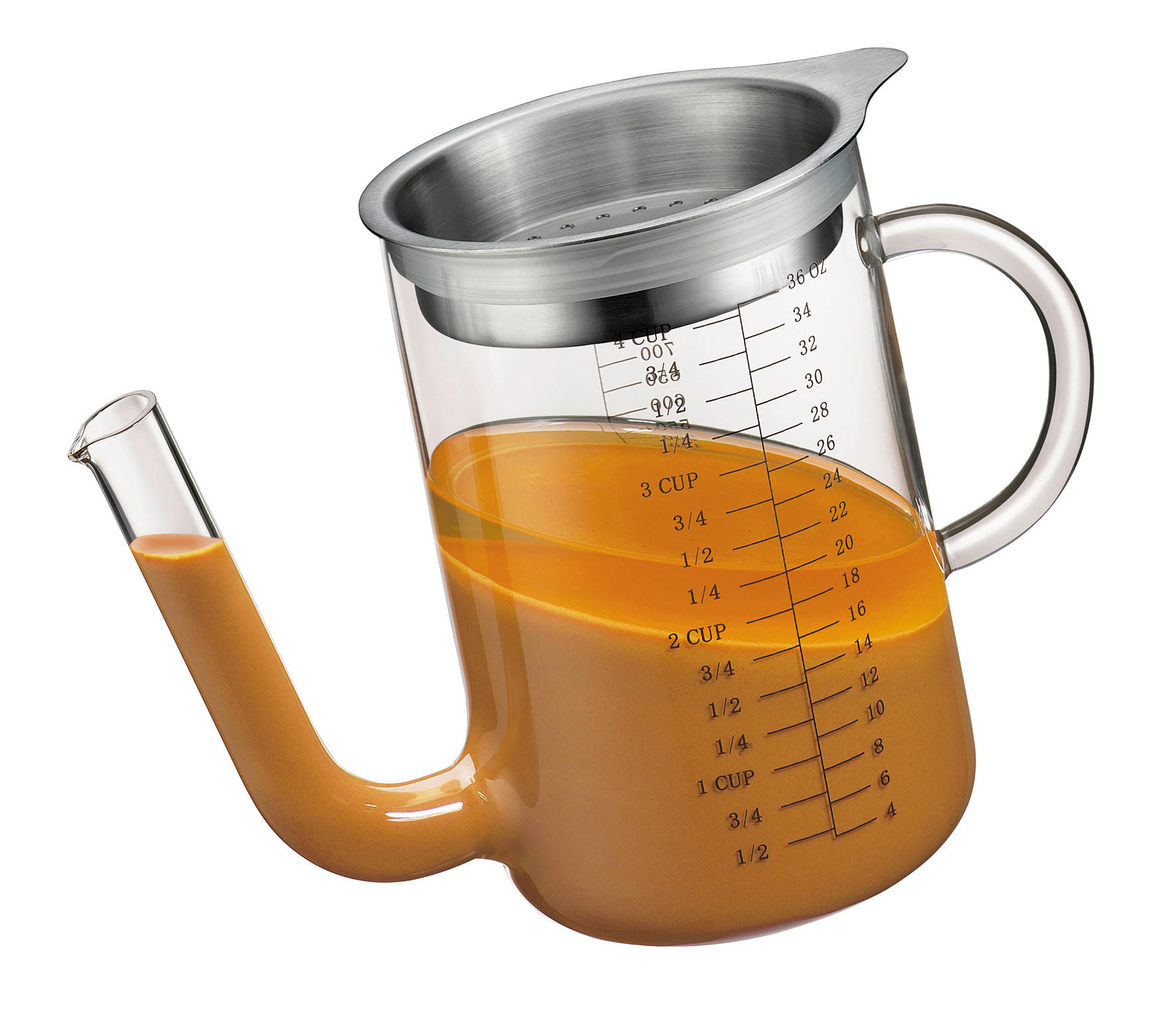 FETTREDUZIERKANNE   - Transparent, Basics, Glas/Metall (11,2/15,2cm) - KÜCHENPROFI