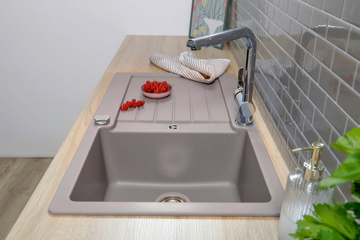 SPÜLE AUSTIN86X50G  - Grau, Design, Stein (86/21/50cm) - Respekta