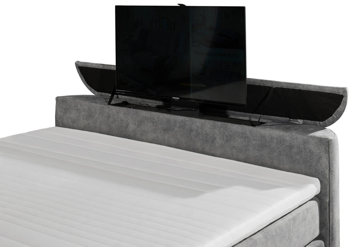 BOXSPRINGBETT 180/200 cm  in Grau  - Grau, MODERN, Holzwerkstoff/Kunststoff (180/200cm) - MID.YOU