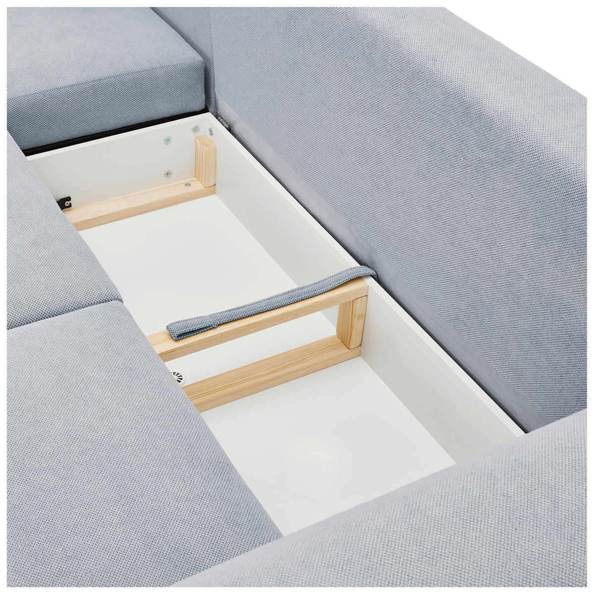 ECKSOFA Hellgrau Webstoff  - Hellgrau/Naturfarben, KONVENTIONELL, Holz/Textil (145/250cm) - Carryhome
