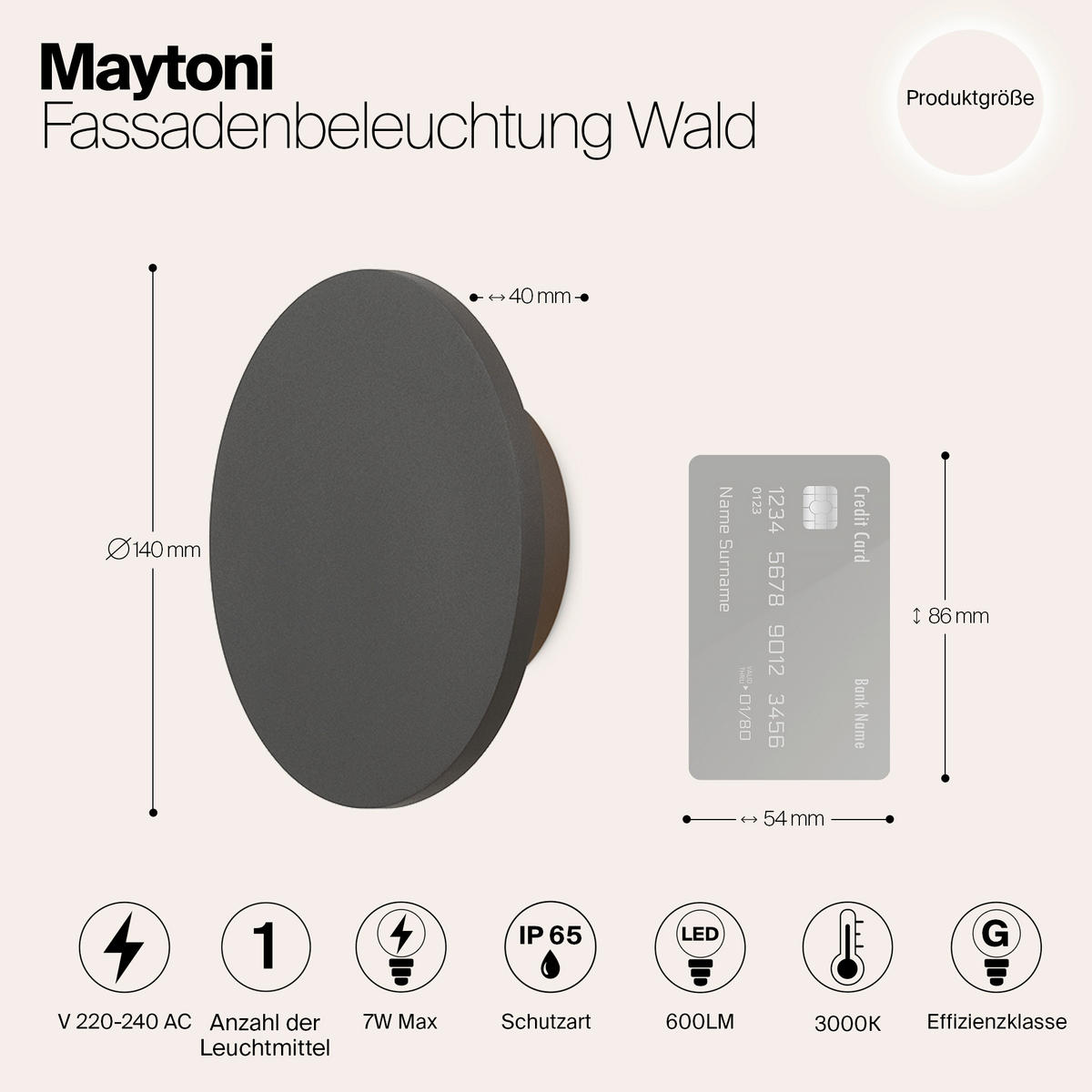 AUSSENWANDLEUCHTE Outdoor 14/4 cm  - Grau, Design, Kunststoff (14/4cm) - MAYTONI