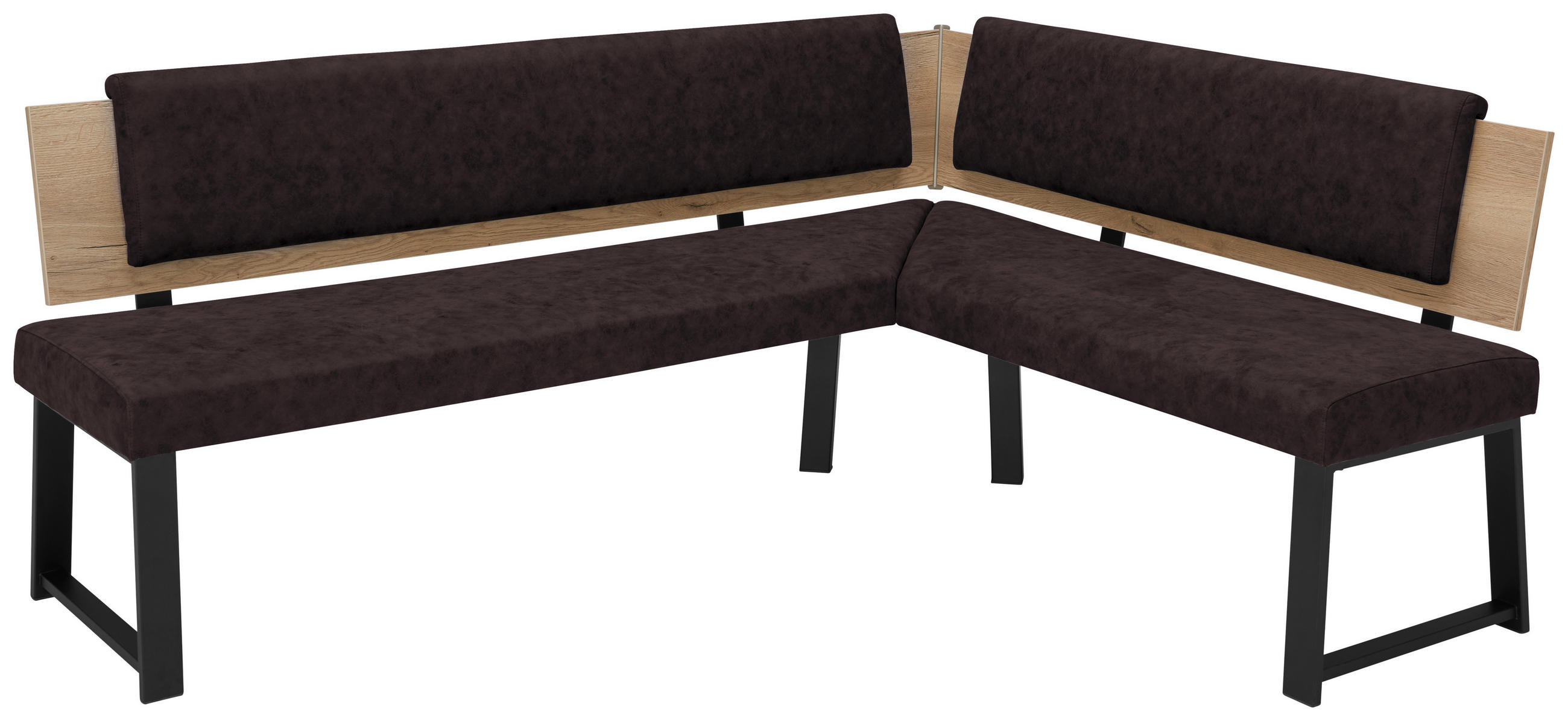 ECKBANK 180/160 cm  in Dunkelbraun  - Dunkelbraun/Schwarz, MODERN, Holzwerkstoff/Textil (180/160cm) - Venda