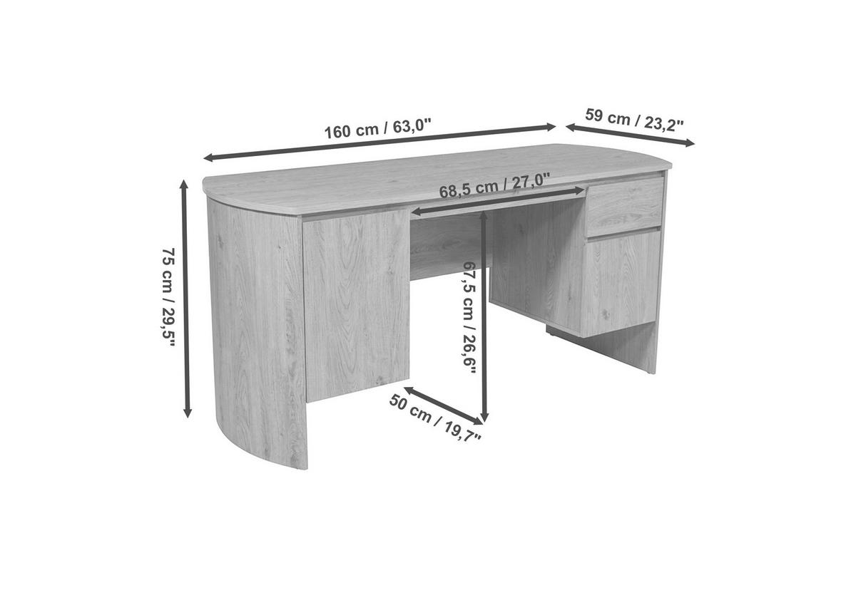 SCHREIBTISCH  Eichefarben  - Eichefarben, KONVENTIONELL, Holzwerkstoff (160/75/59cm) - MID.YOU