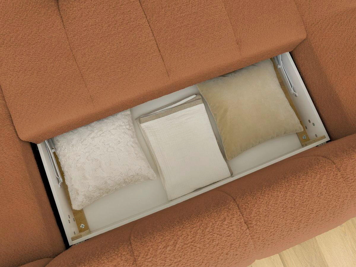 WOHNLANDSCHAFT  FUJI  Orange Bouclé  - Schwarz/Orange, MODERN, Kunststoff/Textil (204/377/160cm)