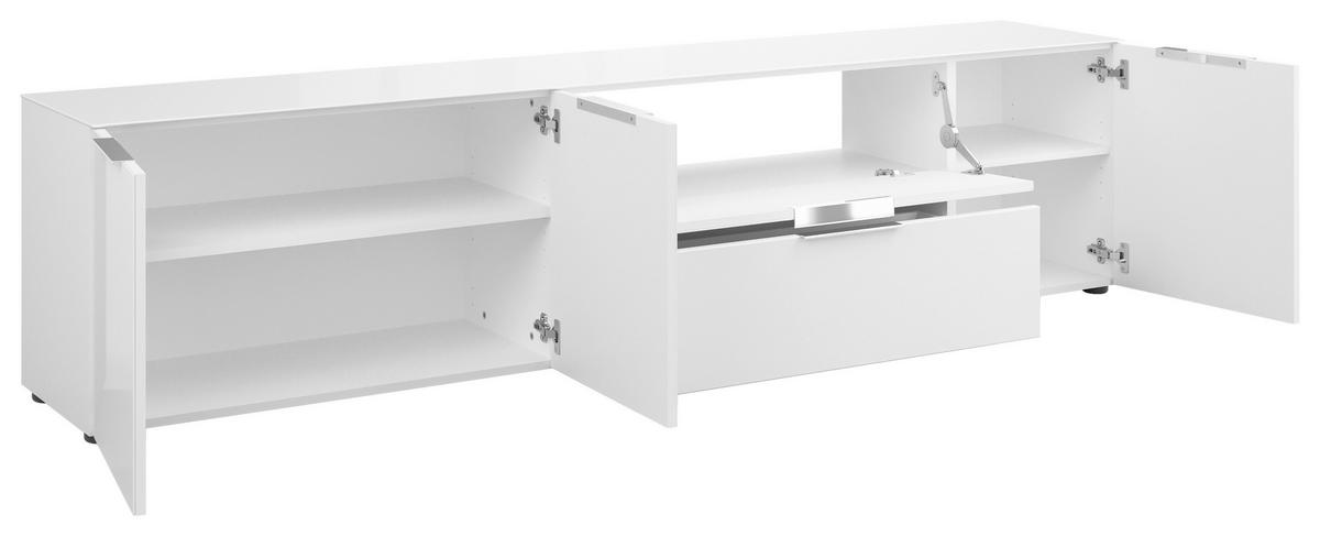 LOWBOARD Style  in 225/53,9/40 cm  - Chromfarben/Weiß Hochglanz, Basics, Glas/Holzwerkstoff (225/53,9/40cm)
