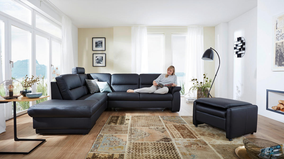 ECKSOFA in Echtleder Schwarz  - Schwarz, Konventionell, Leder (234/267cm) - Himolla