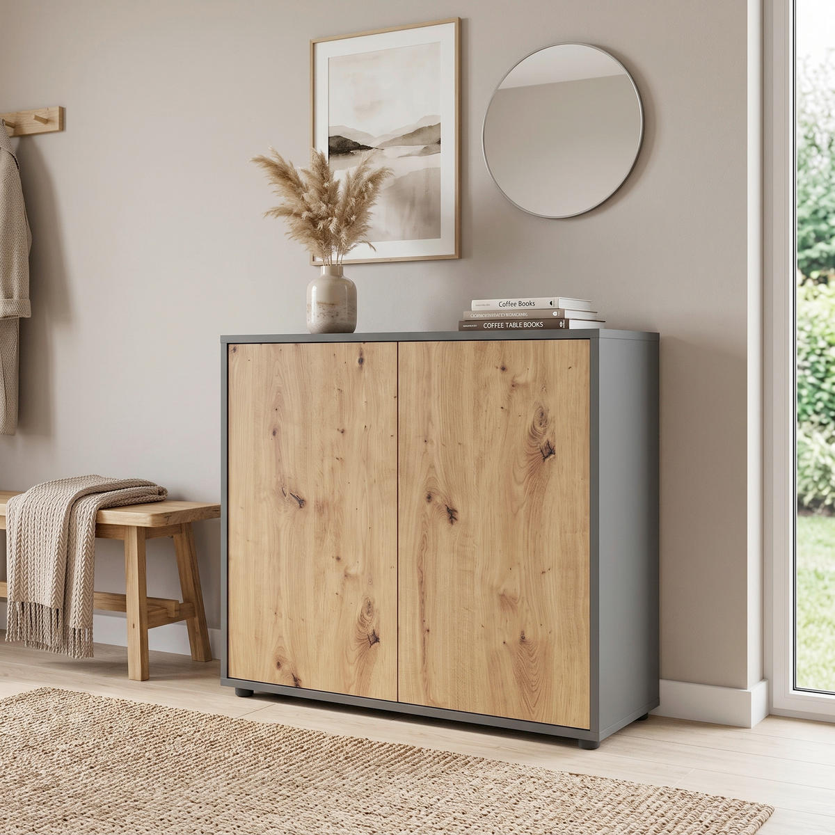 KOMMODE Mailand Typ 4, 79/73/33 cm,  - Anthrazit/Schwarz, MODERN, Holzwerkstoff/Kunststoff (79/73/33cm) - MID.YOU
