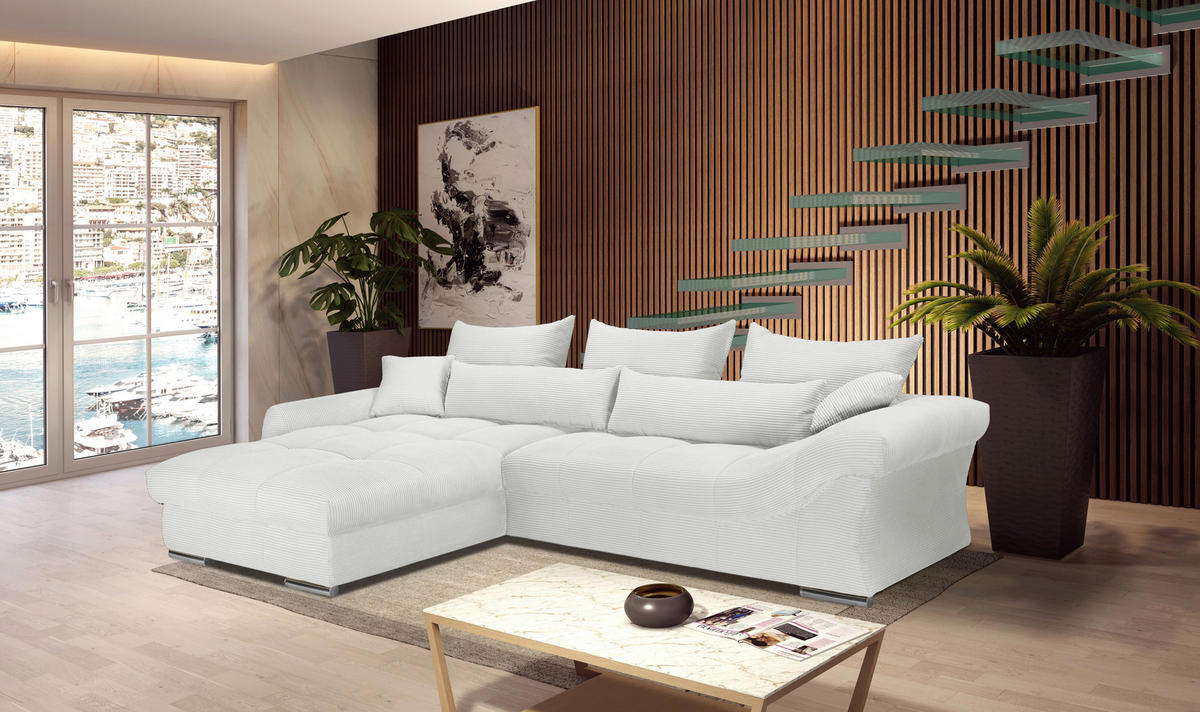 ECKSOFA Naturfarben Cord  - Chromfarben/Naturfarben, KONVENTIONELL, Textil/Metall (225/335cm) - Carryhome