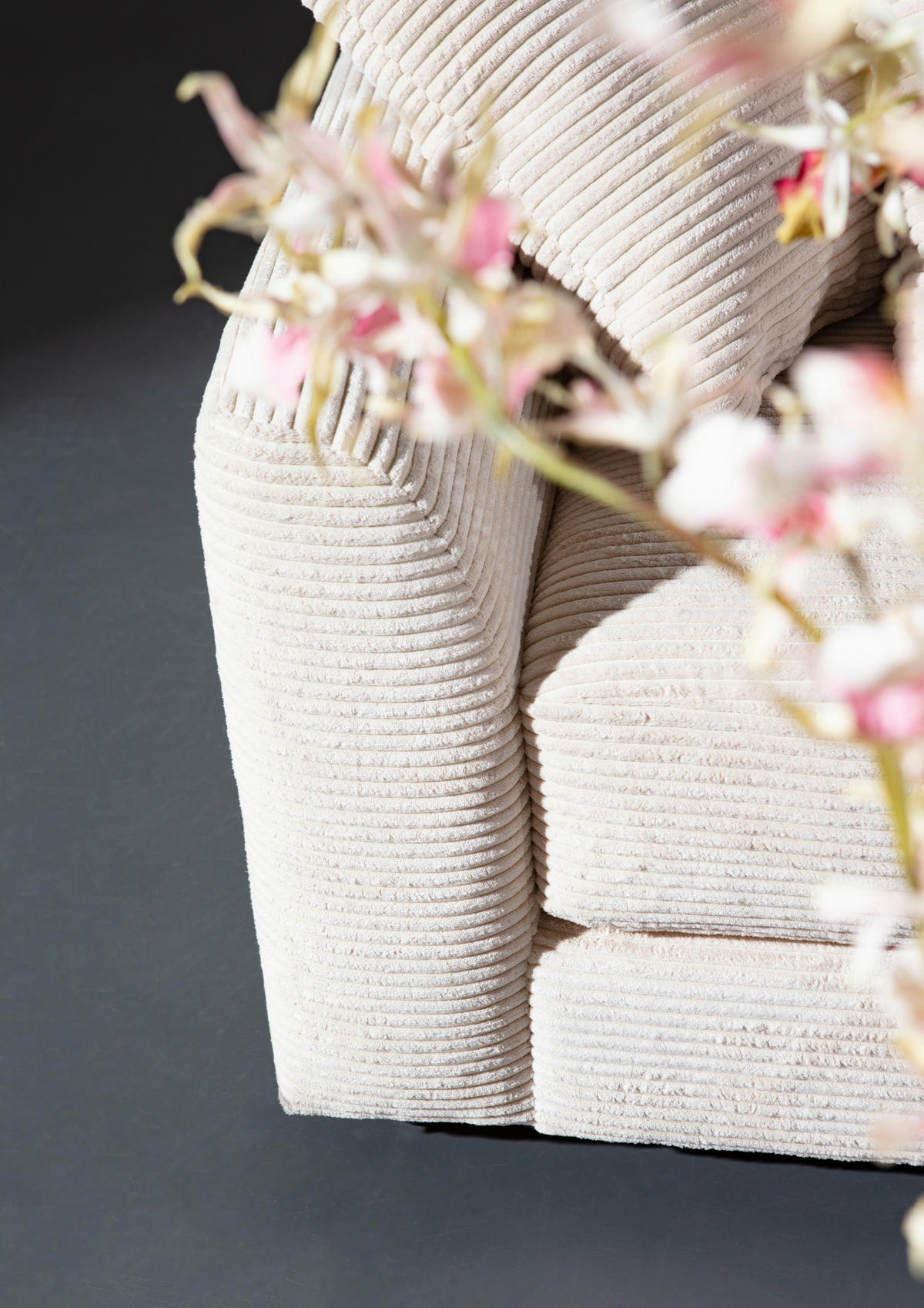 ECKSOFA Beige Cord  - Beige/Schwarz, Design, Kunststoff/Textil (240/175cm) - Landscape