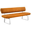 SITZBANK in Metall, Textil Edelstahlfarben, Cognac  - Edelstahlfarben/Cognac, Design, Textil/Metall (200/88/68cm) - Venjakob
